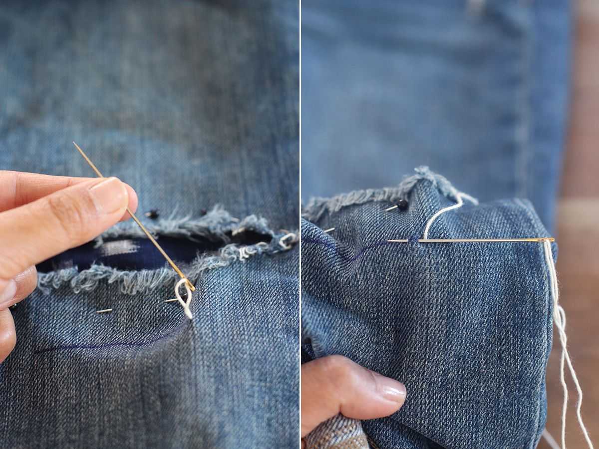 Как зашить джинсы не по шву